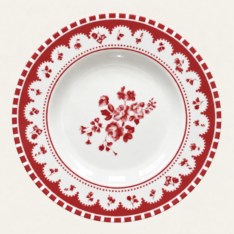 Prato de sobremesa vermelho